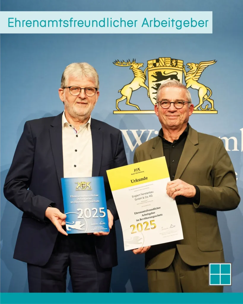 Stv. Ministerpräsident und Innenminister Thomas Strobl und Geschäftsführer Englert Fensterbau