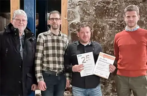 Geschäftsführung Fensterbau Englert ehr langjährigen Mitarbeiter Manuel Diekemper